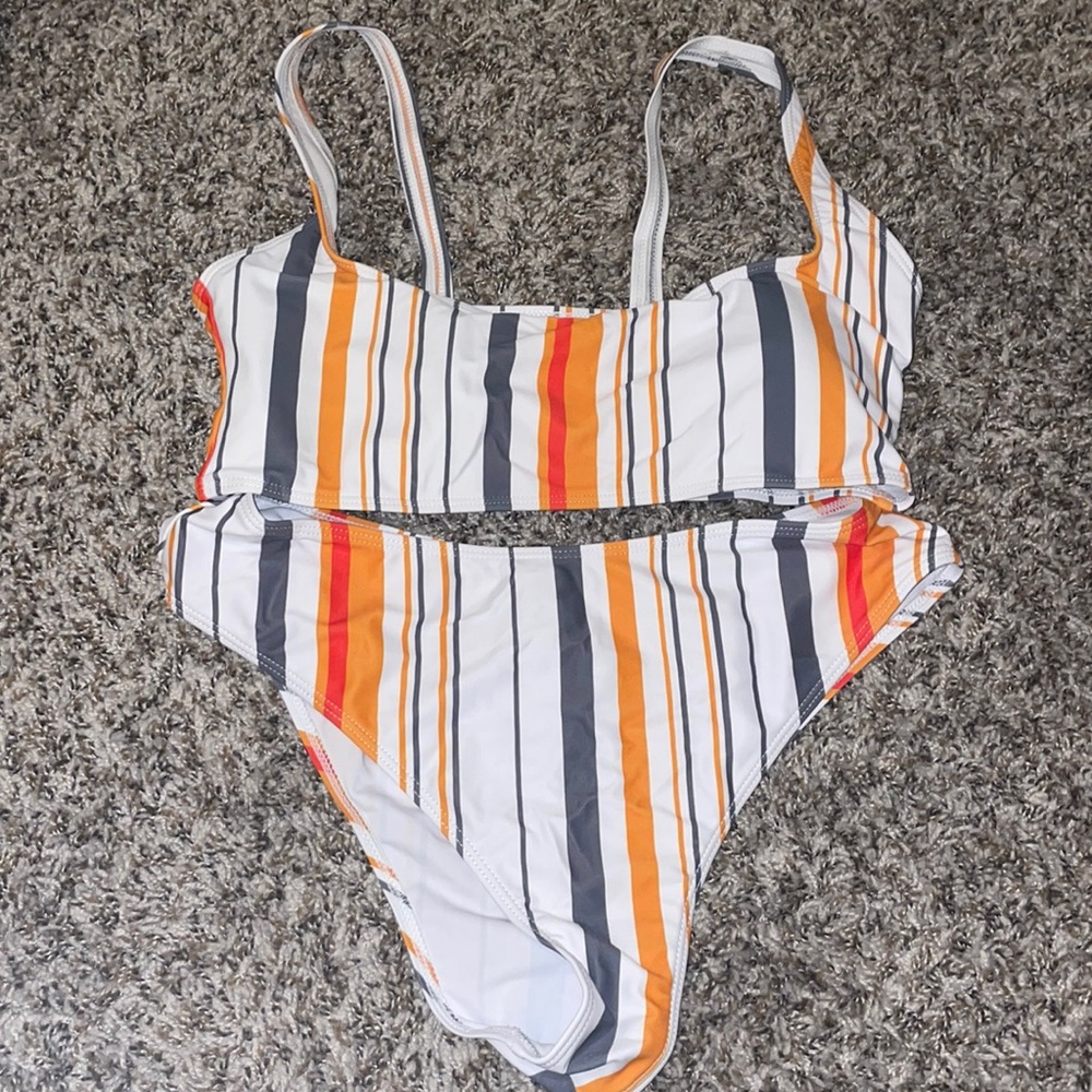 NWOT Striped multicolored SHEIN Two Piece Swimsuit Bikini